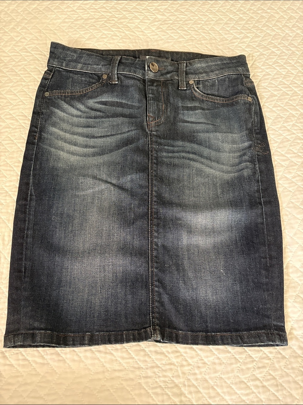 Level 99 Dark Blue Denim Pencil Skirt